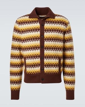 AURALEE Cardigan Aus Jacquard - Orange