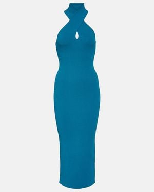 Alaïa Halterneck Bodycon Midi Dress - Blue