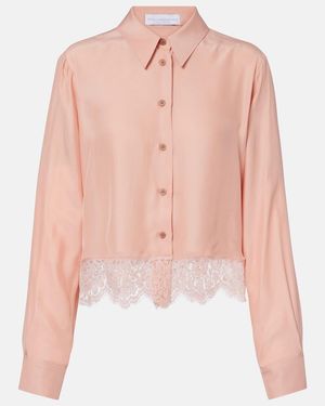Stella McCartney Floral Lace-Trimmed Silk Shirt - Pink