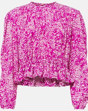 Isabel Marant Gelina Printed Silk-Blend Top - Pink