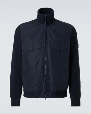 Stone Island Compass Cotton Bomber Jacket - Blue