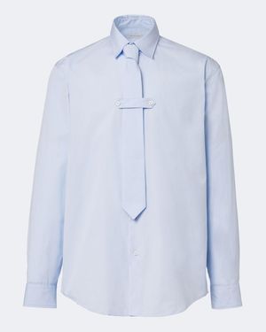Dries Van Noten Hemd Aus Baumwoll-Popeline Mit Krawatte - Blau