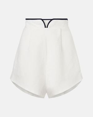 Adriana Degreas Bicolour Linen-Blend Bermuda Shorts - White