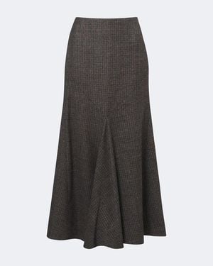 Etro Checked Wool Midi Skirt - Grey
