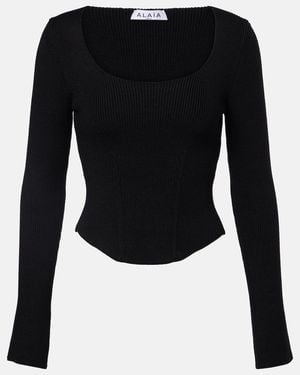 Alaïa Corse En Mezcla De Lana - Negro