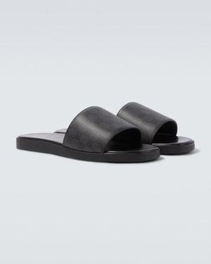 Gucci Gg Canvas Slides - Black