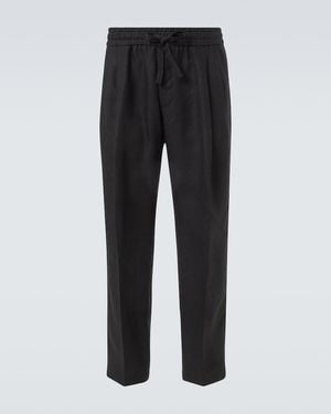 Dolce & Gabbana Linen Straight Trousers - Black