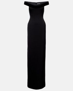 David Koma Velvet-Trimmed Gown - Black