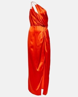 The Sei One-Shoulder Silk Midi Dress - Red