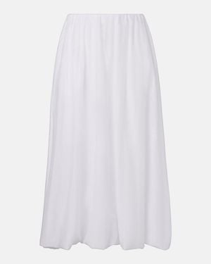 Velvet Ines Cotton And Silk Voile Maxi Skirt - White