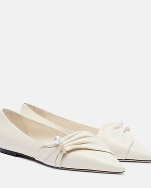 Jimmy Choo Verzierte Ballerinas Rafi Aus Leder - Weiß