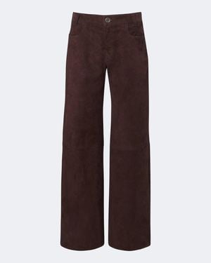 Stouls Lilou Ten Suede Wide-Leg Pants - Brown