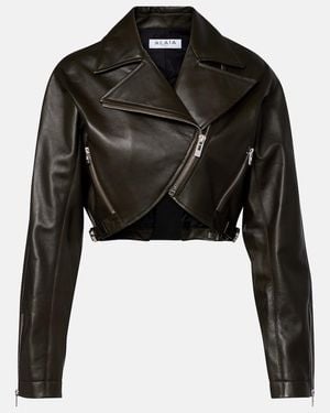 Alaïa Cropped Leather Biker Jacket - Black