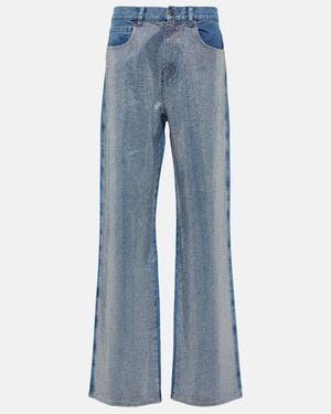 GIUSEPPE DI MORABITO Embellished High-Rise Wide-Leg Jeans - Blue
