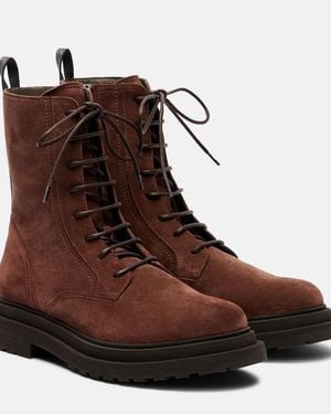 Brunello Cucinelli Monili Suede Ankle Boots - Brown