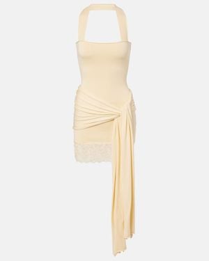AYA MUSE Lace-Trimmed Halterneck Silk And Cotton Minidress - Natural