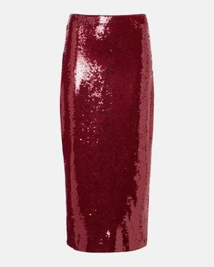 Veronica Beard Koa Sequined Pencil Skirt - Red