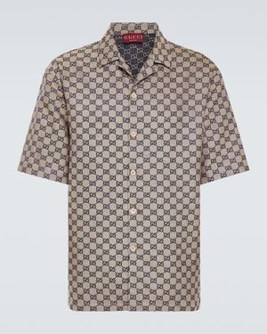 Gucci Gg Canvas Linen-Blend Bowling Shirt - Natural