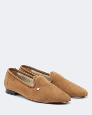 TOTEME Shearling-Lined Suede Loafers - Brown