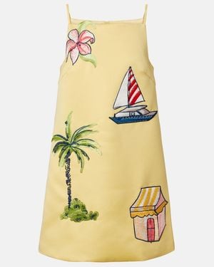 LEO LIN Leia Beaded Patch-Applique Minidress - Yellow