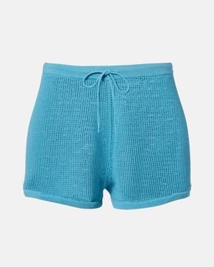 STAUD Samara Cotton Shorts - Blue