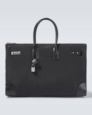 Saint Laurent Sac De Jour 48H Leather-Trimmed Tote Bag - Black