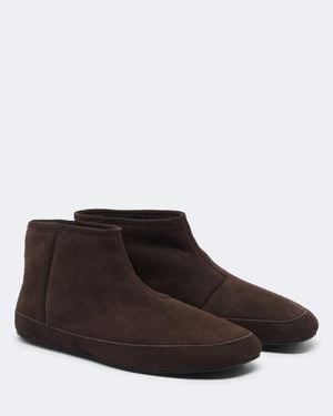 The Row Esther Shearling-Lined Suede Ankle Boots - Brown