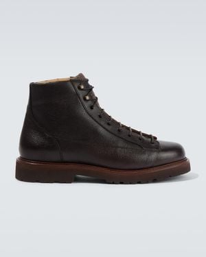 Brunello Cucinelli Leather Lace-Up Boots - Brown
