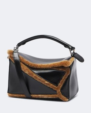 Loewe Henkeltasche Puzzle Aviator Small Aus Leder - Schwarz