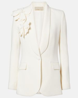 Elie Saab Blazer Aus Cady Mit Blumenapplikation - Weiß
