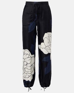 Victoria Beckham Floral Twill Cargo Trousers - Blue