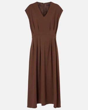JOSEPH Pleated Cady Midi Dress - Brown