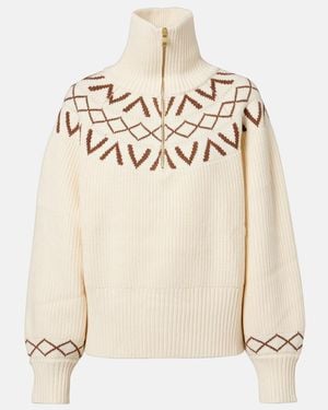 Varley Sigrid Ribbed-Knit Half-Zip Sweater - Natural