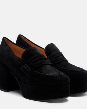 Gianvito Rossi Jenna Suede Loafer Pumps - Black