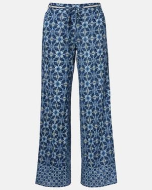 Velvet Kendra Printed Cotton Wide-Leg Pants - Blue