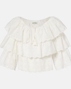 RIXO London Broderie Anglaise Tiered Cotton Top - White