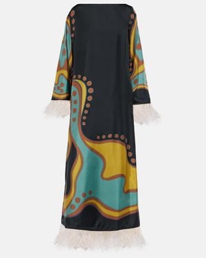 La DoubleJ Opera Feather-Trimmed Twill Gown - Black