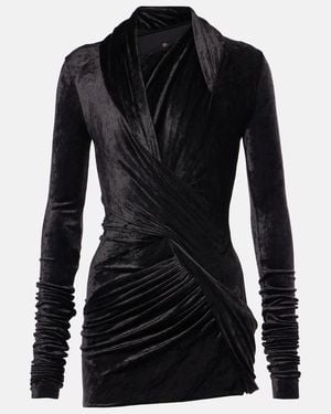 Rick Owens Magnetic Draped Velvet Top - Blue