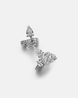 Repossi Ear Cuff Serti Sur Vide De Oro Blanco De 18 Ct Con Diamantes - Metálico