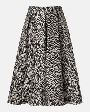 Max Mara Perle Cotton-Blend Jacquard Midi Skirt - Gray