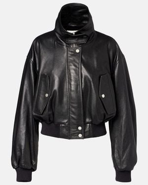 Nour Hammour Briar Leather Bomber Jacket - Black