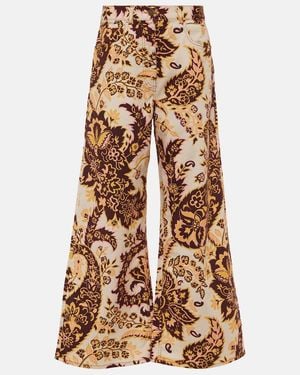 Etro Jeans Anchos De Tiro Alto Floral - Neutro