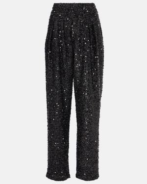 Isabel Marant Aras Sequined Wide-Leg Trousers - Black