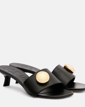 Loewe Pebble 45 Leather Mules - Black