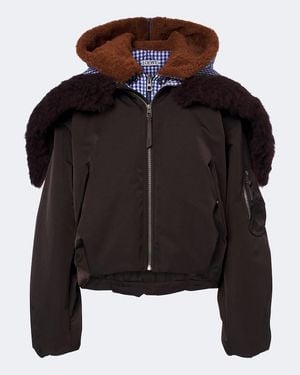 Loewe Gingham Hooded Layered Technical Jacket - Black