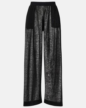 Alaïa Linen And Silk Wide-Leg Trousers - Black