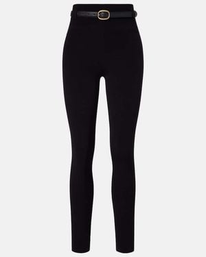 Self-Portrait Belted High-Rise Leggings - Blue