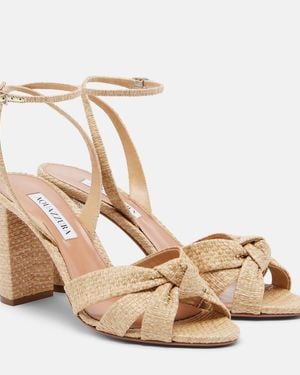 Aquazzura Nina Raffia Slingback Sandals - Metallic