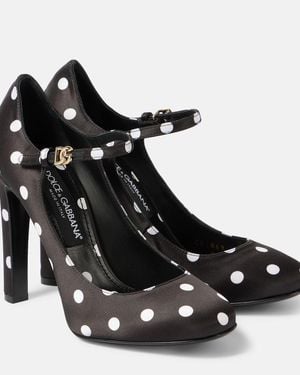 Dolce & Gabbana Bianca Polka-Dot Satin Pumps - Black