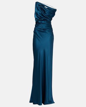 The Sei Draped Silk Satin Gown - Blue